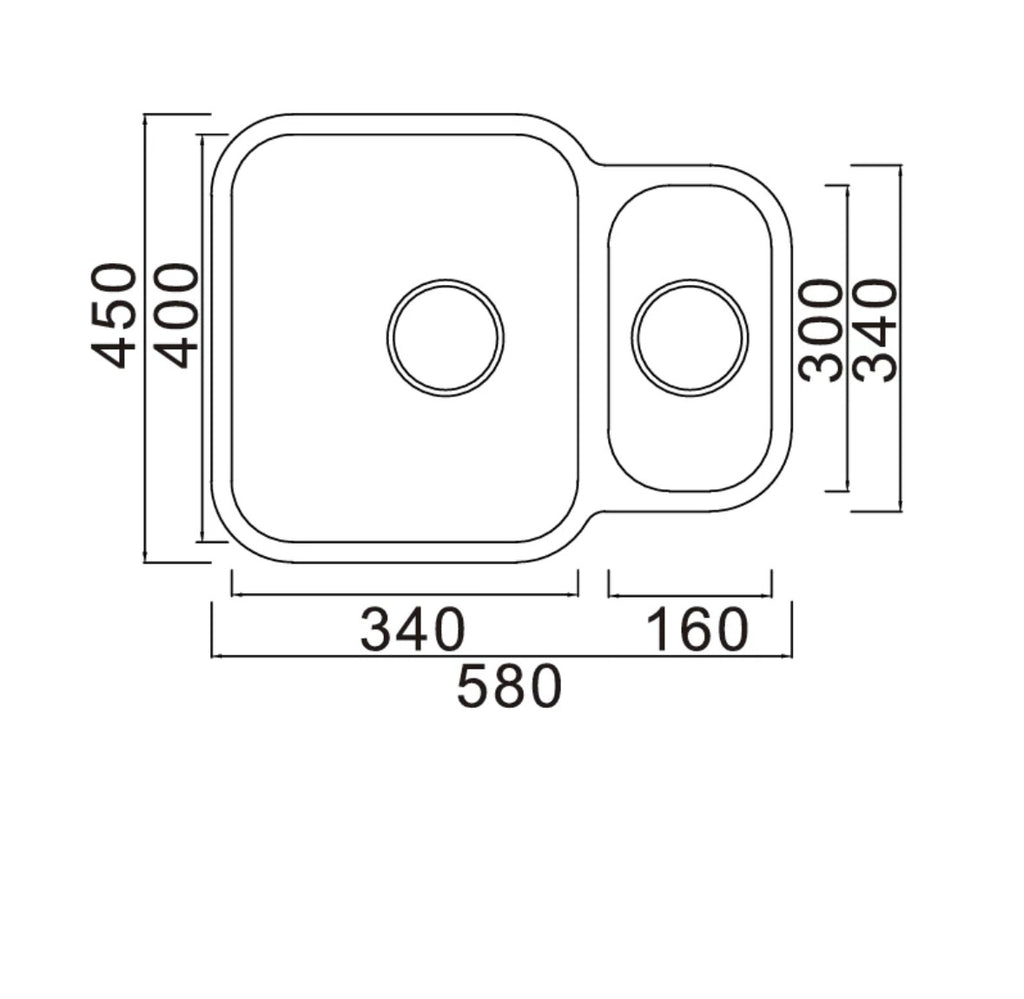 Kitchen Sink 1.5 Bowl Stainless Steel Undermount