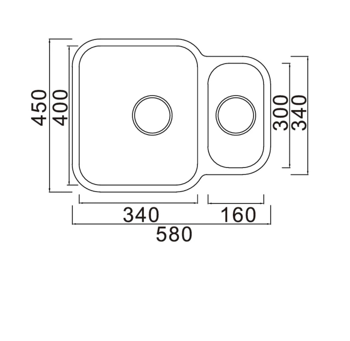 Kitchen Sink 1.5 Bowl Stainless Steel Undermount