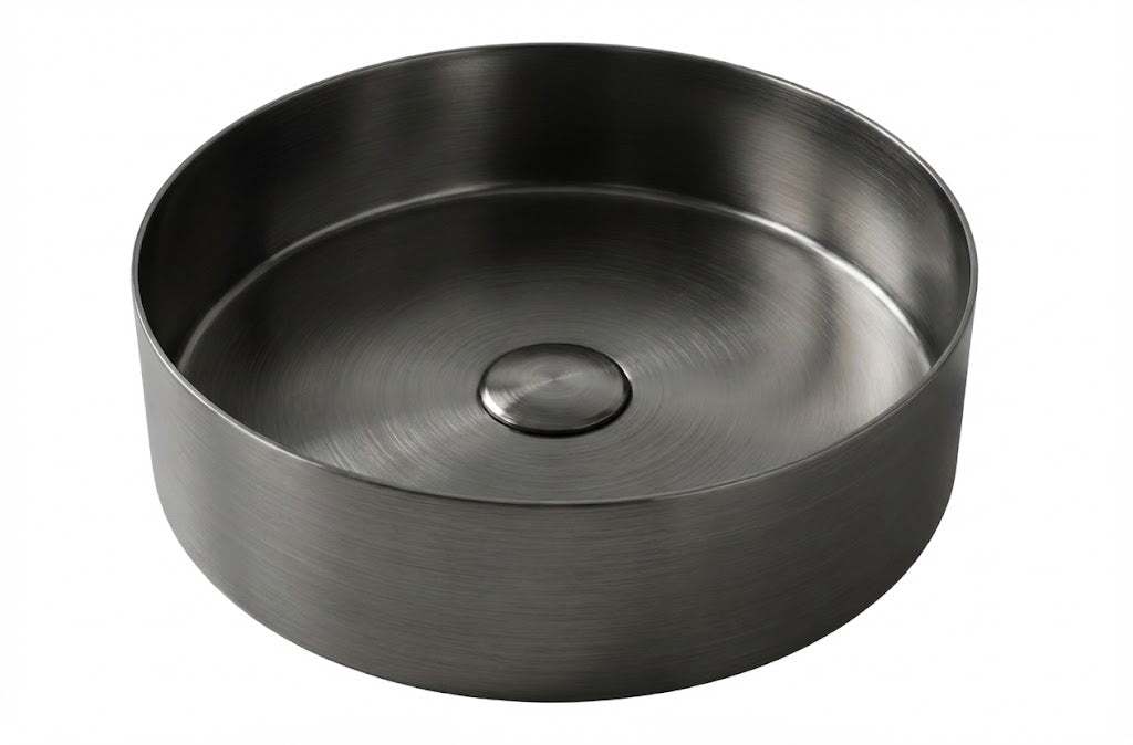 Brushed Gunmetal Round Countertop Bathroom Basin