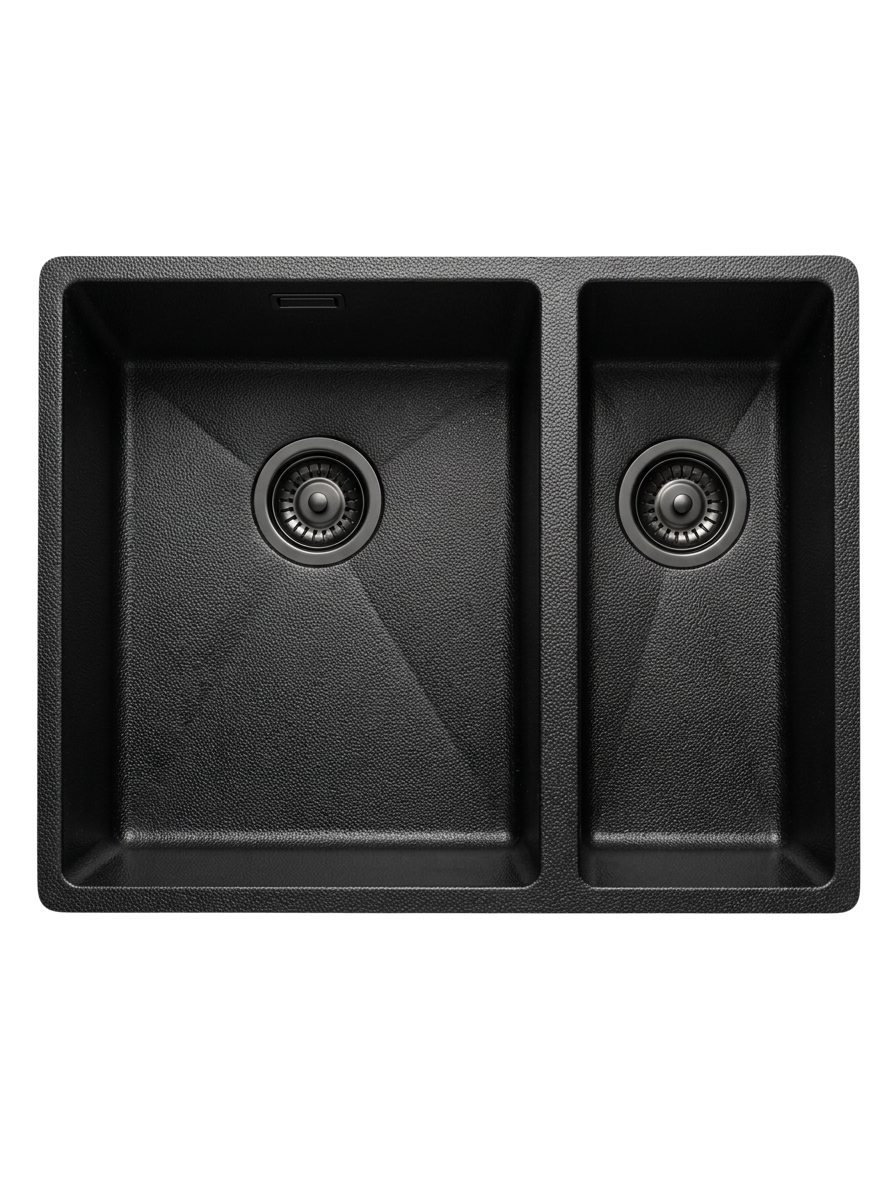 PREMIUM 1.5 Bowl Undermount Kitchen Sink Micro Texture Black - Left Hand