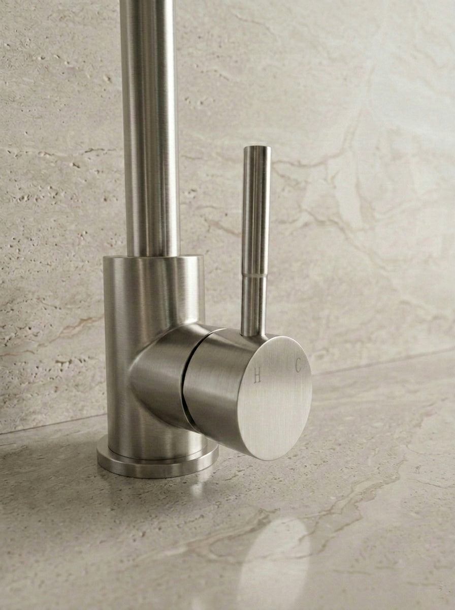 Stainless Steel Single Lever Swan Kitchen Mixer Tap