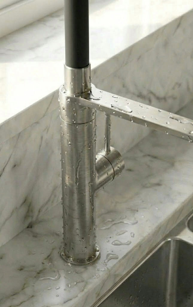 Stainless Steel Kitchen Mixer Tap with Black Pull-Out Flexi Hose