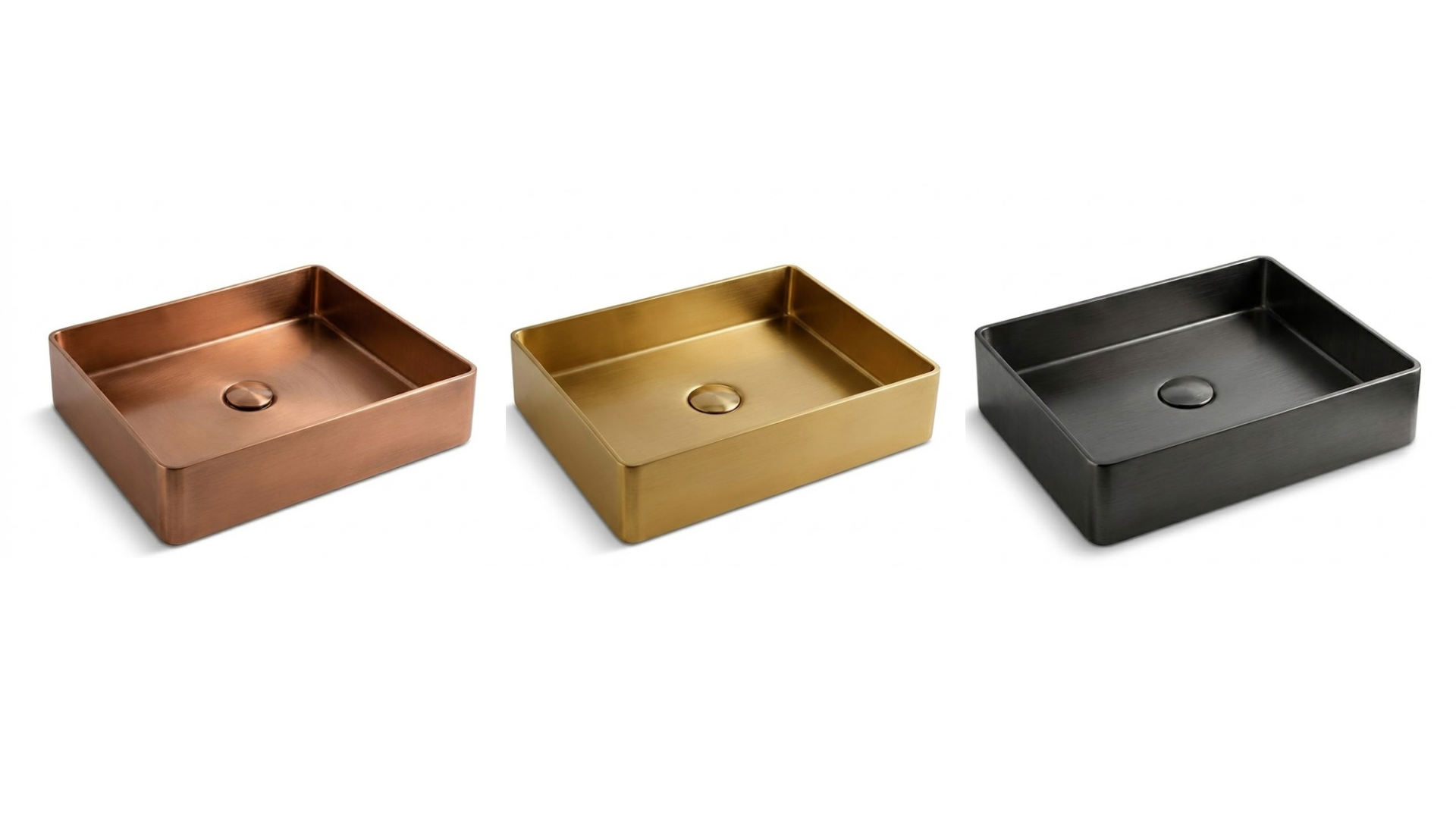 Rectangular Brushed Copper Countertop Bathroom Basin - Modern Vessel Sink