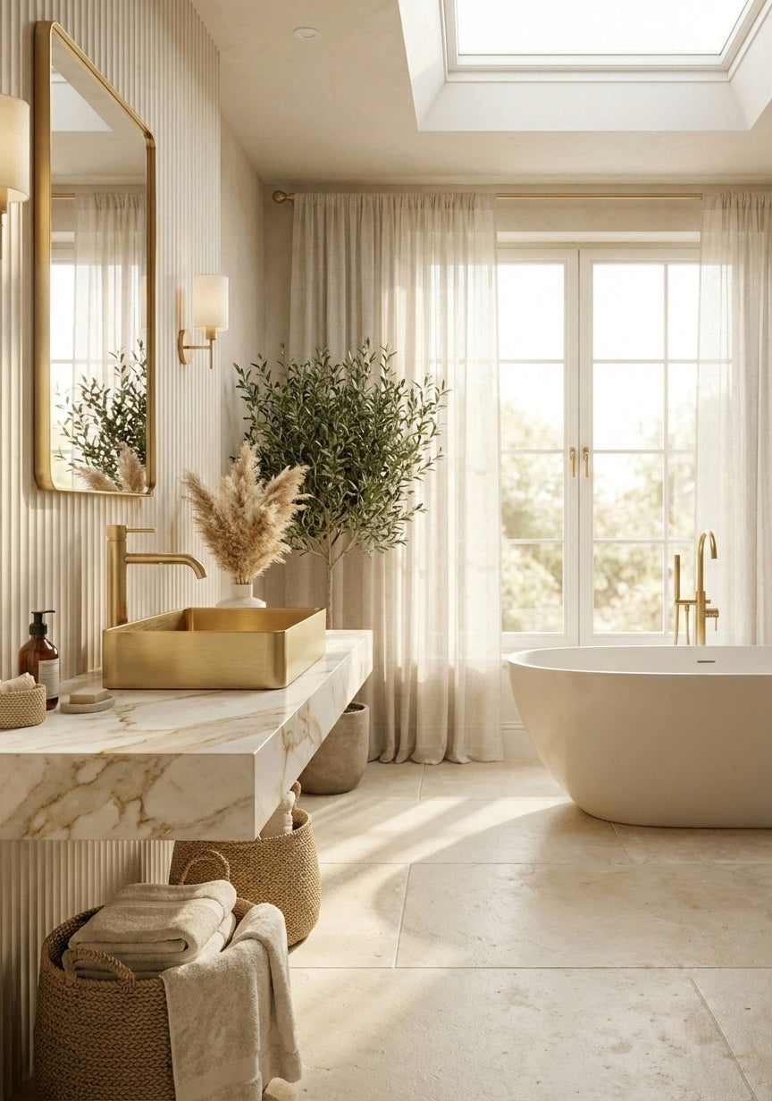 Rectangular Brushed Brass Countertop Bathroom Basin