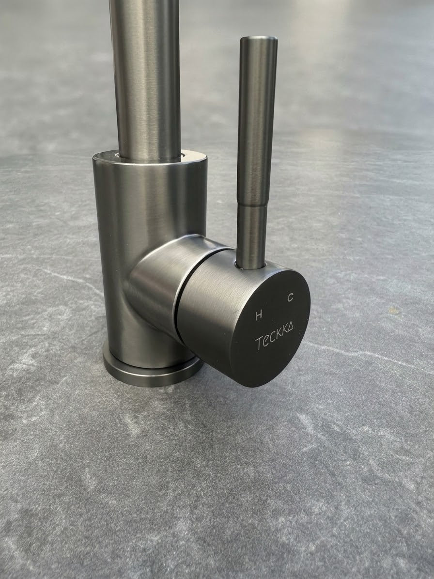 Gunmetal Black Single Lever Swan Kitchen Mixer Tap