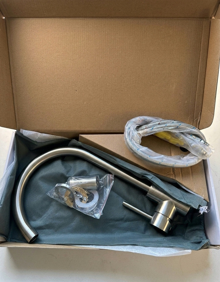 Stainless Steel Single Lever Swan Kitchen Mixer Tap