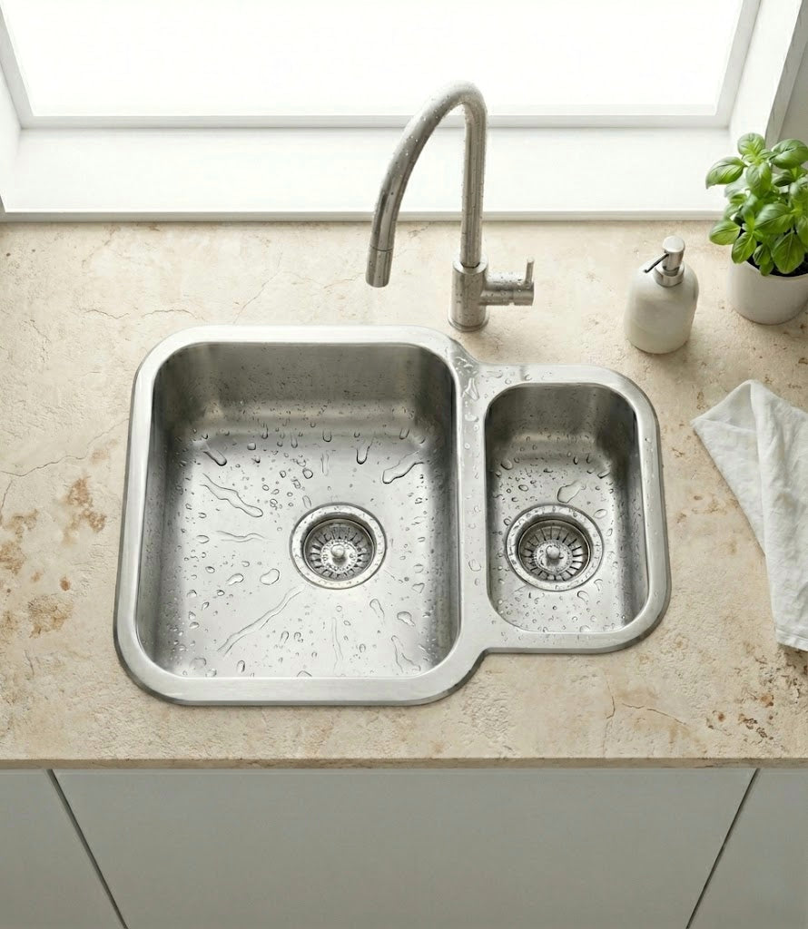 Stainless Steel 1.5 Reversible Undermount Sink & Swan Mixer Tap - Bundle