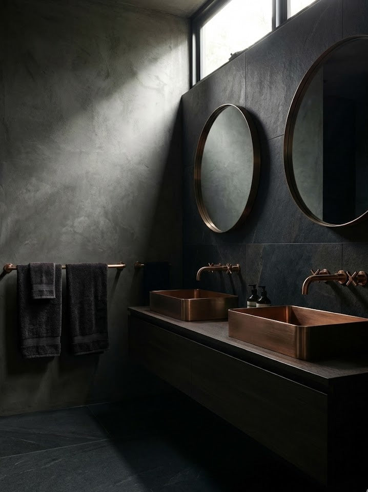 Rectangular Brushed Copper Countertop Bathroom Basin - Modern Vessel Sink