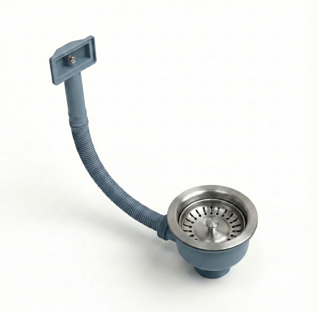 Stainless Steel Sink Basket Strainer Waste 90mm - With Overflow