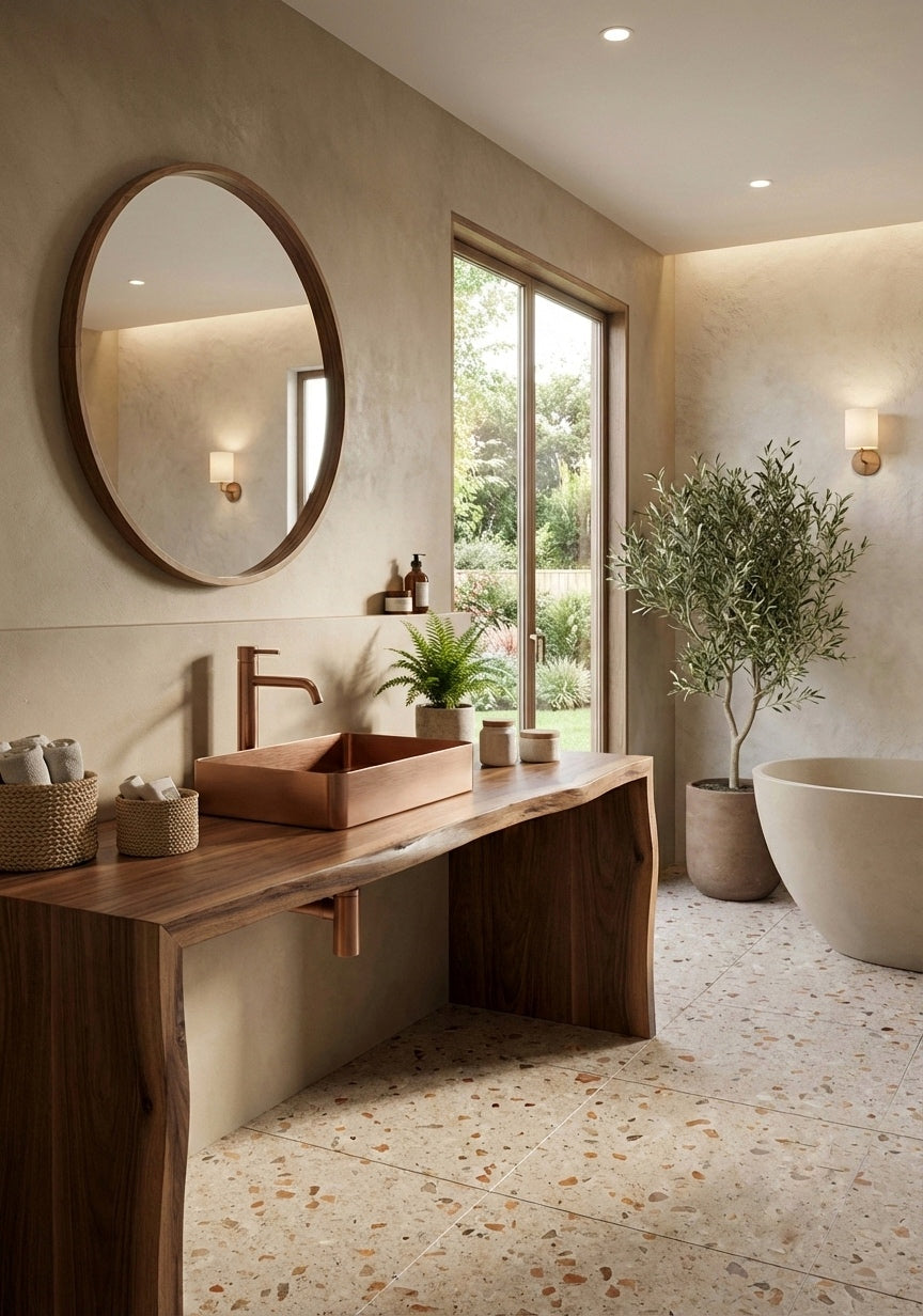 Rectangular Brushed Copper Countertop Bathroom Basin