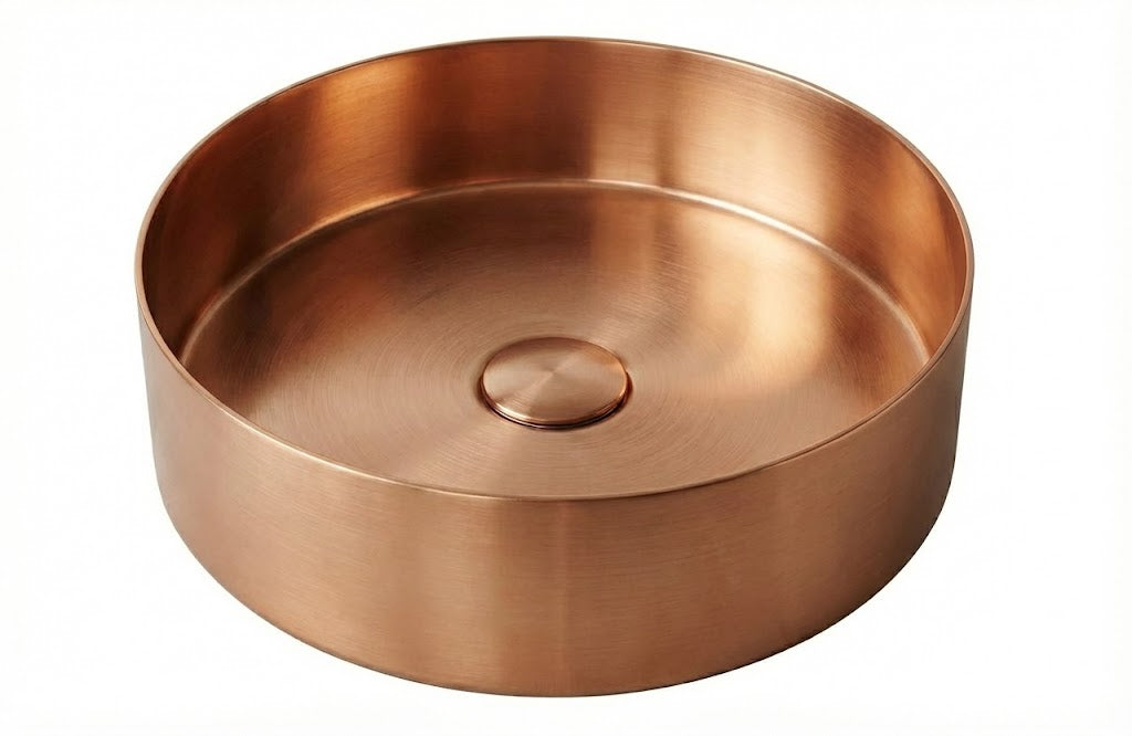 Brushed Copper Round Countertop Bathroom Basin