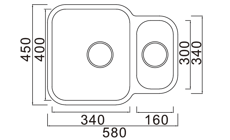 Kitchen Sink 1.5 Bowl Stainless Steel Undermount