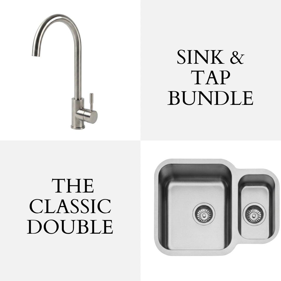 Stainless Steel 1.5 Reversible Undermount Sink & Swan Mixer Tap - Bundle