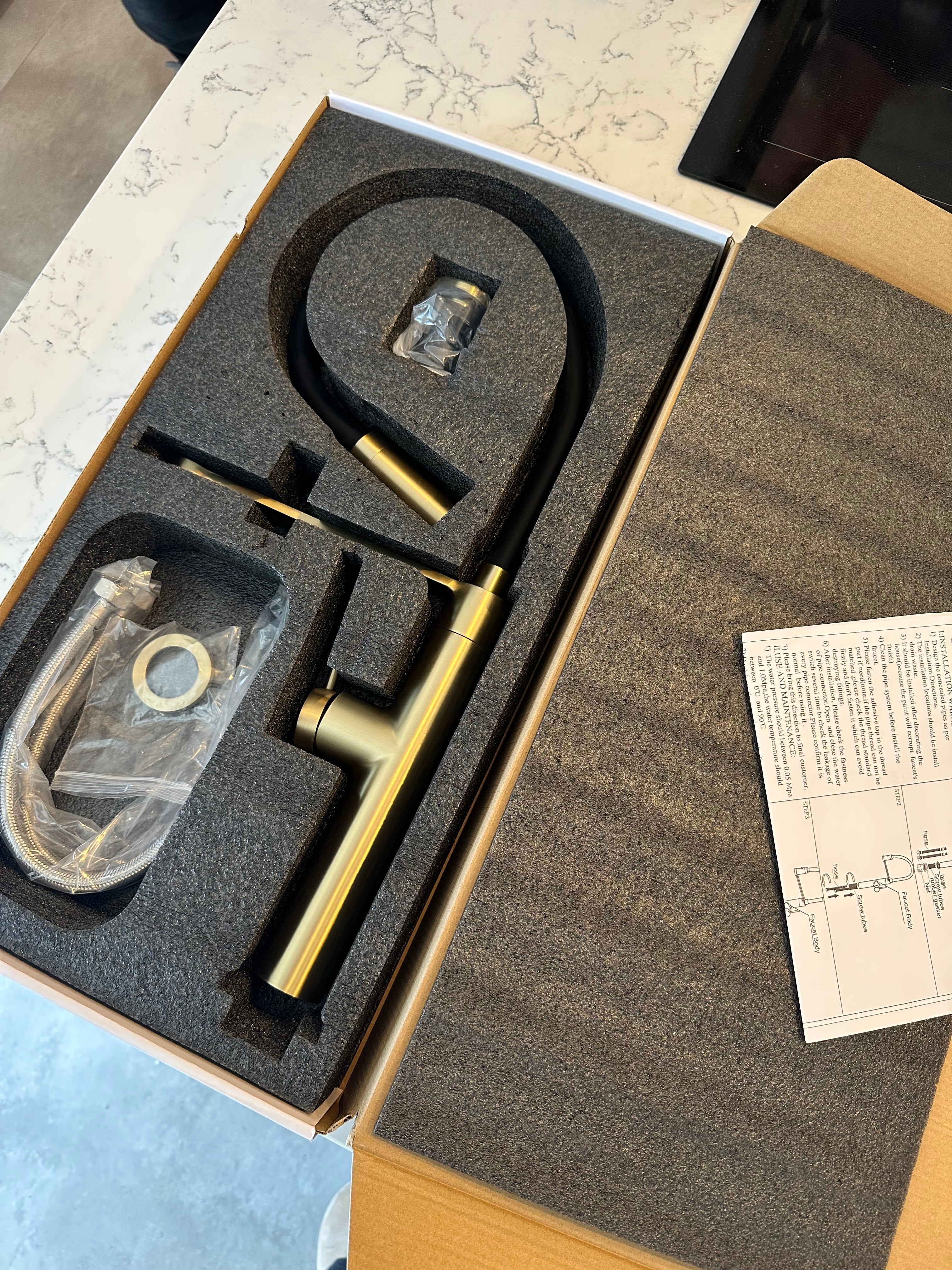 Brushed Brass Undermount Sink & Pull-Out Flexi Mixer Tap - Bundle