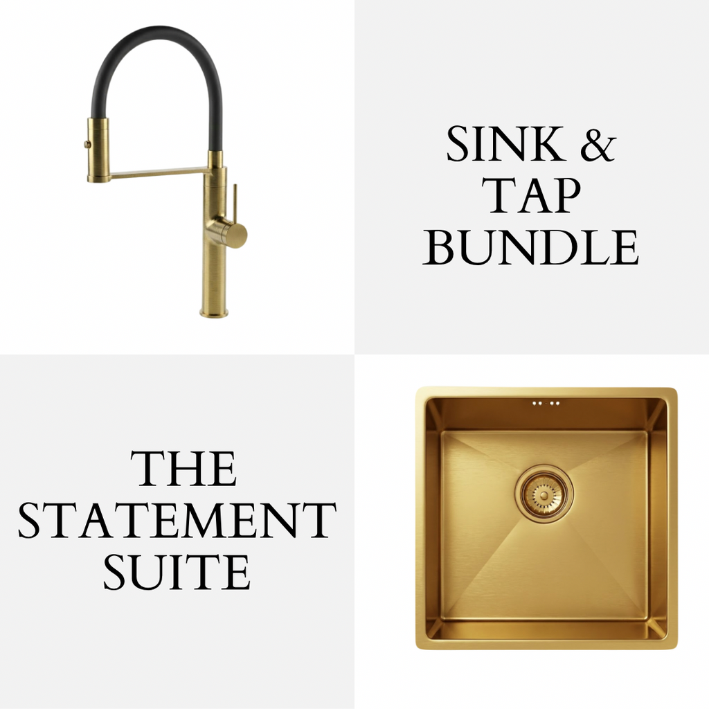 Brushed Brass 1.0 Bowl Undermount Kitchen Sink & Pull-Out Flexi Mixer Tap - Bundle