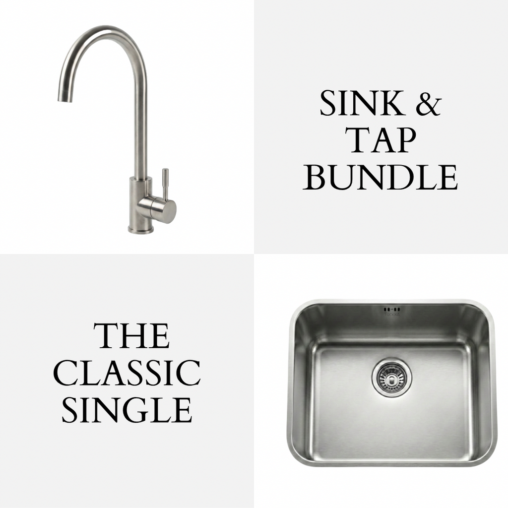 Stainless Steel 1.0 Bowl Undermount Kitchen Sink & Swan Mixer Tap - Bundle