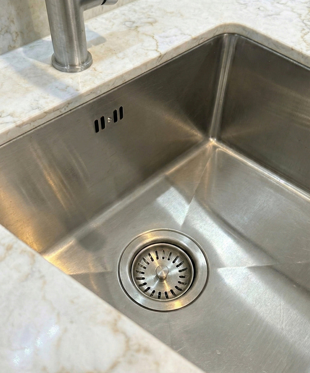 Stainless Steel Sink Basket Strainer Waste 90mm - With Overflow