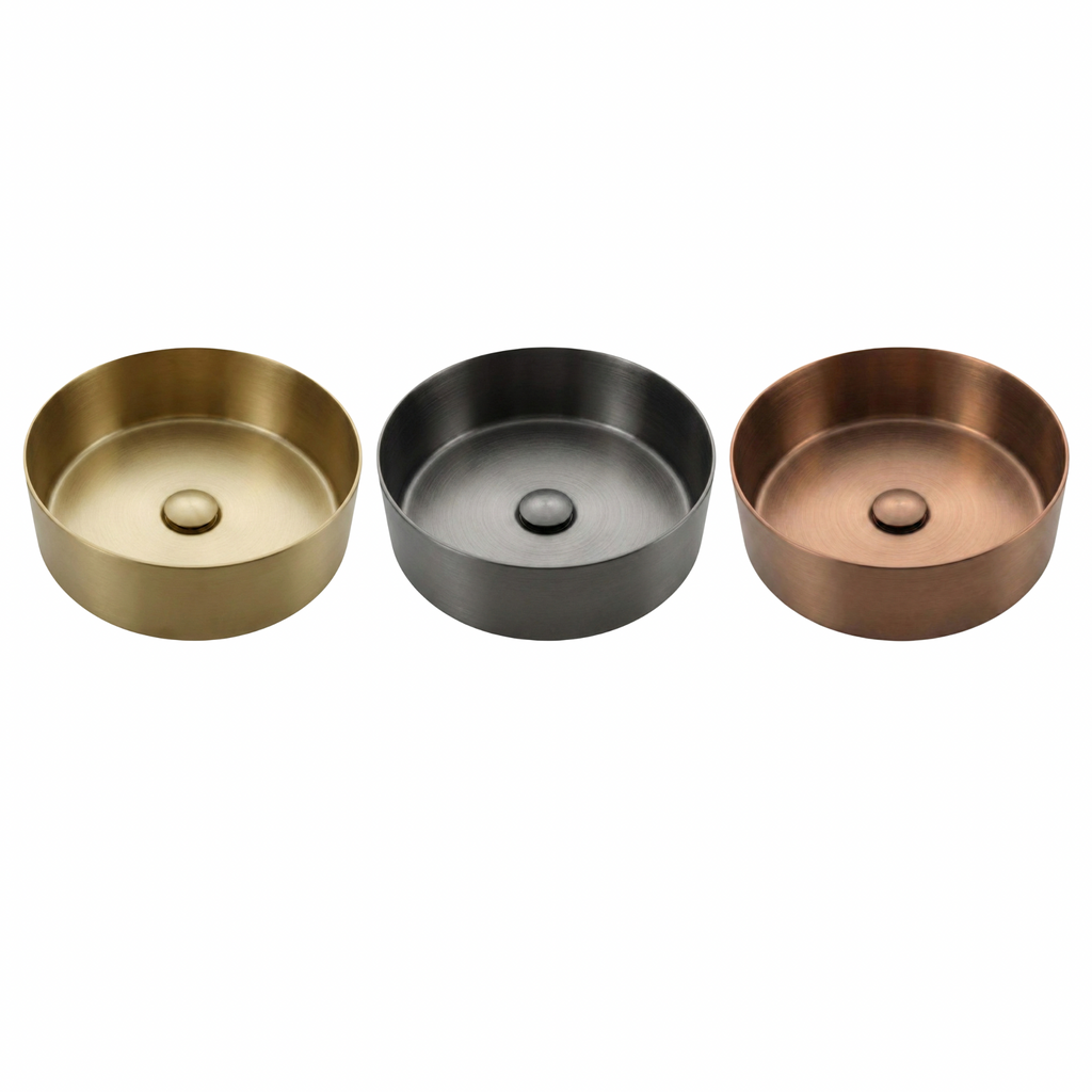 Brushed Brass Round Countertop Bathroom Basin