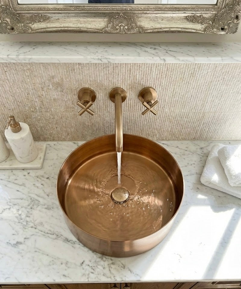 Brushed Copper Round Countertop Bathroom Basin