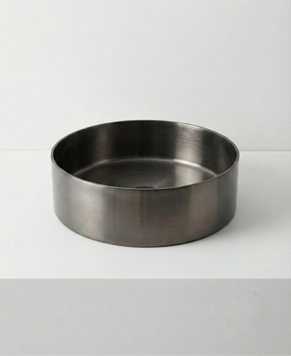 Brushed Gunmetal Round Countertop Bathroom Basin