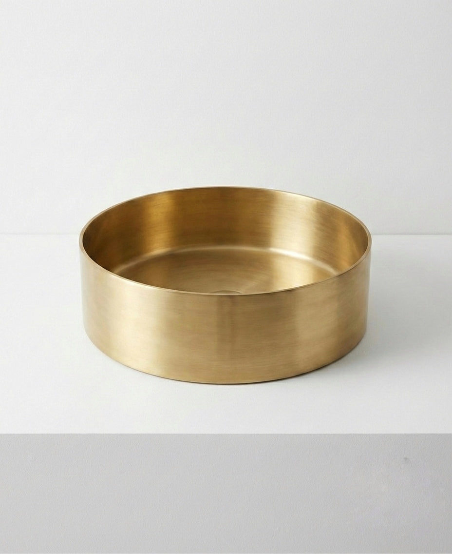 Brushed Brass Round Countertop Bathroom Basin