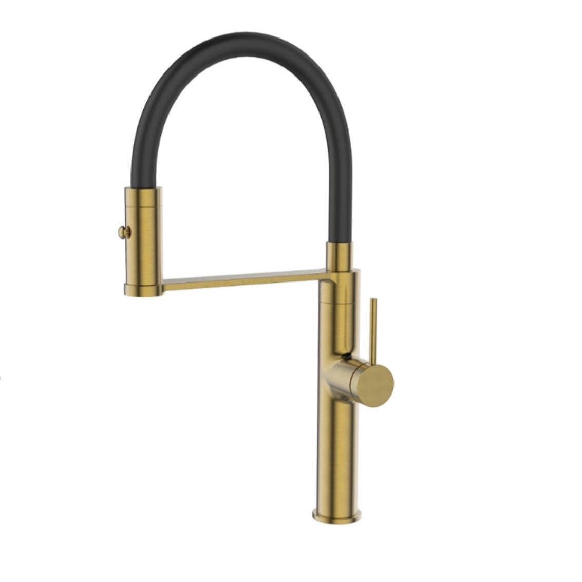 Brushed Brass Kitchen Mixer Tap with Black Pull-Out Flexi Hose