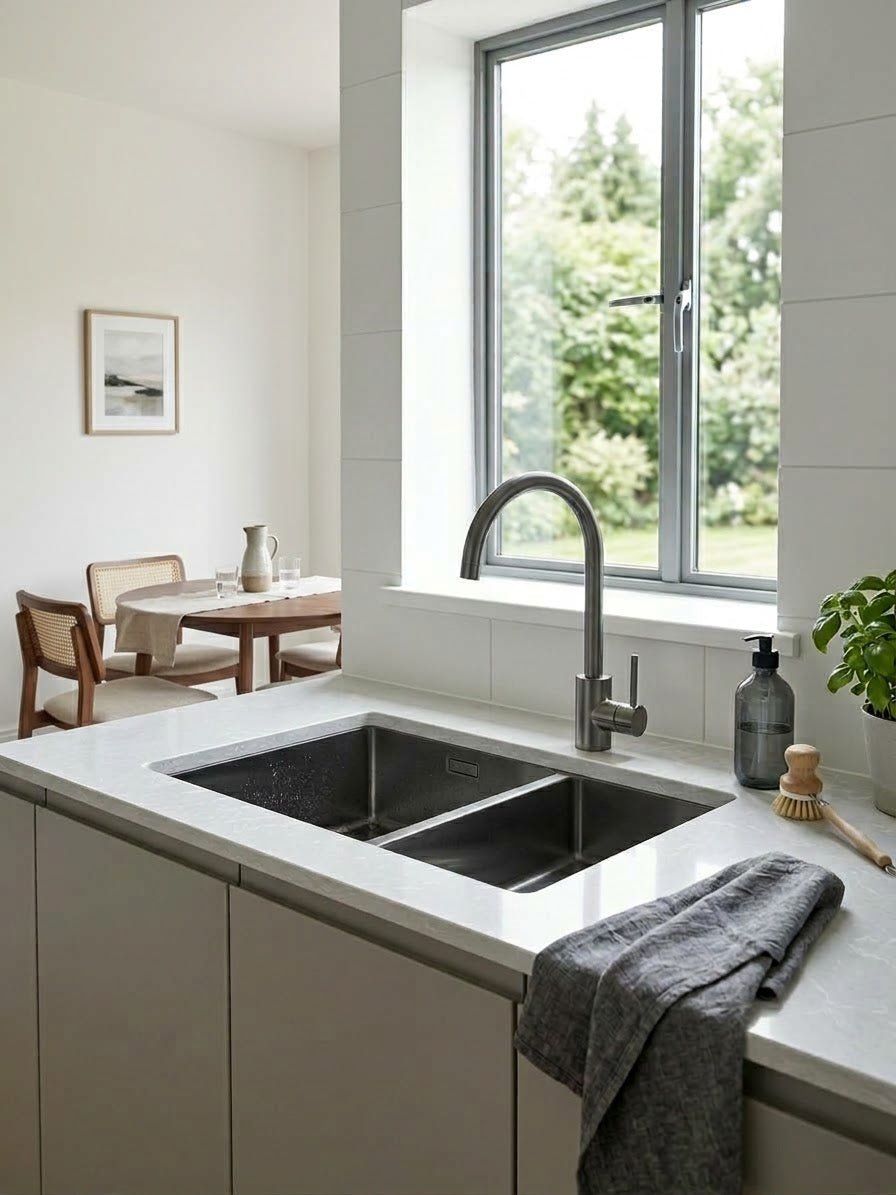 PREMIUM 1.5 Bowl Undermount Kitchen Sink & Swan Mixer Tap - Bundle