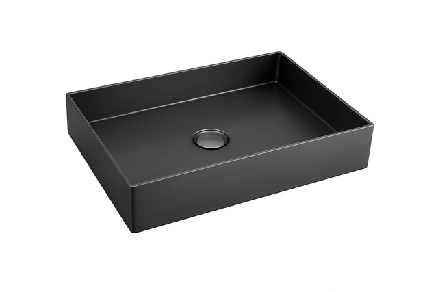 Rectangular Brushed Gunmetal Countertop Bathroom Basin - Contemporary Vessel Sink