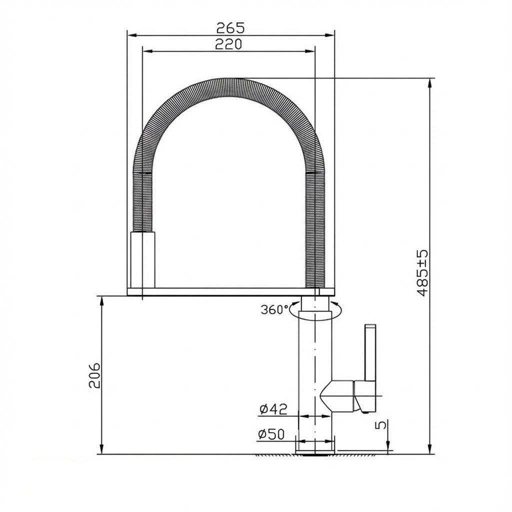 Stainless Steel Kitchen Mixer Tap with Black Pull-Out Flexi Hose