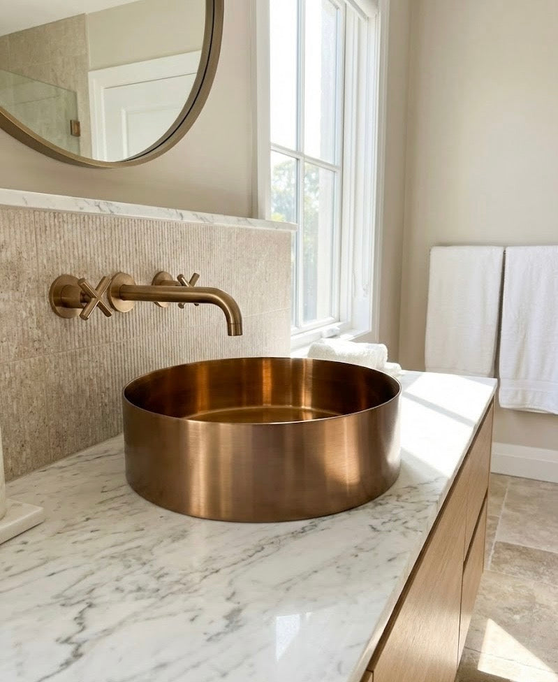Brushed Copper Round Countertop Bathroom Basin