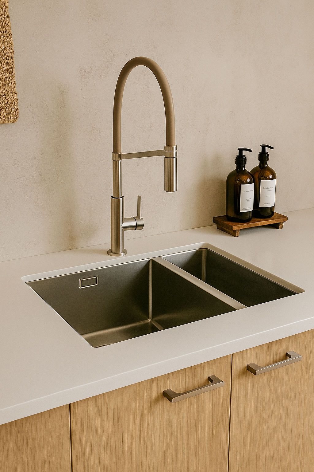 Stainless Steel 1.5 Bowl Undermount Kitchen Sink - Durable Modern Sink