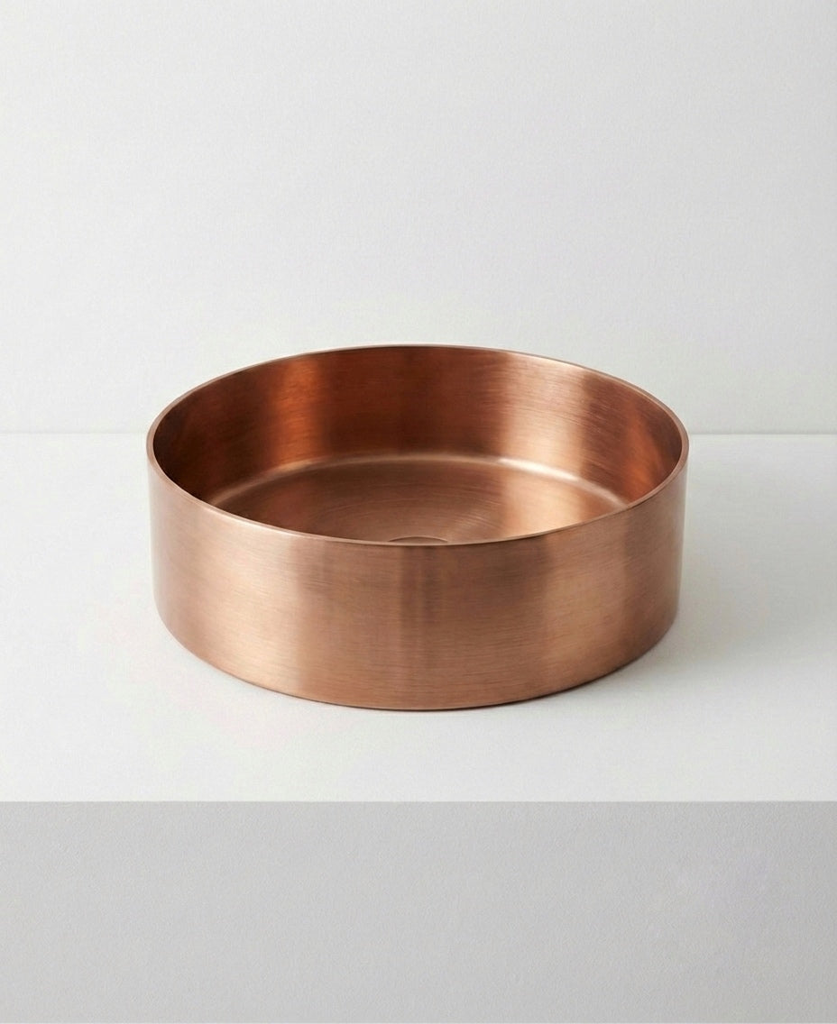 Brushed Copper Round Countertop Bathroom Basin