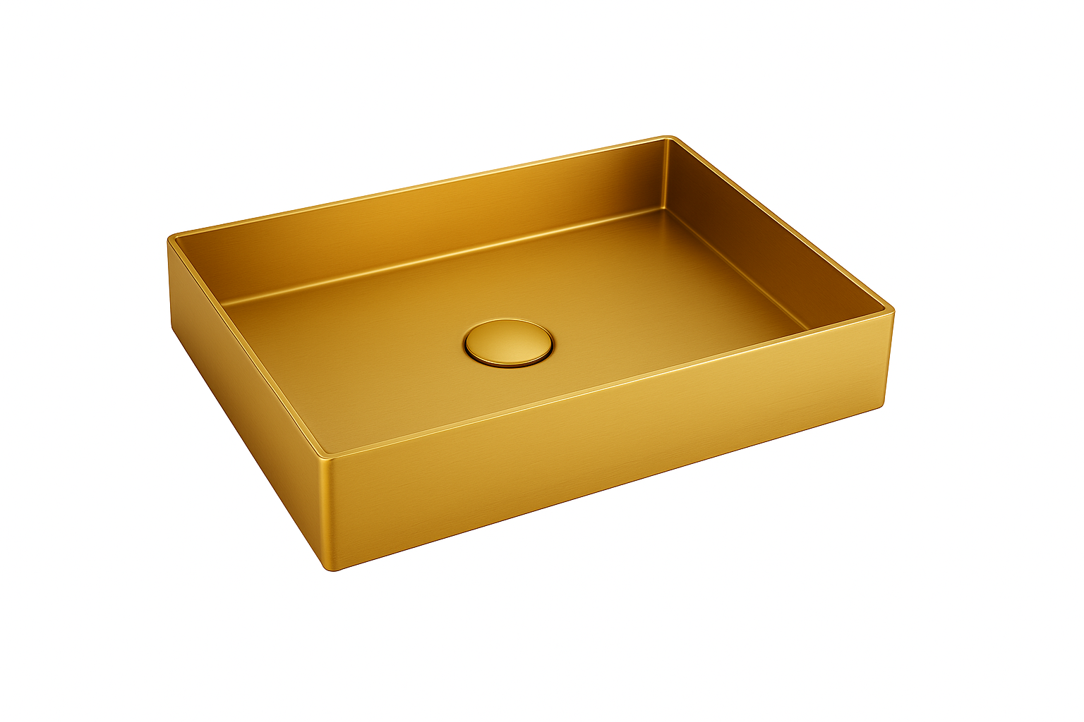 Rectangular Brushed Brass Countertop Bathroom Basin - Luxury Vessel Sink
