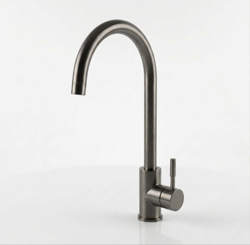 Gunmetal Black Single Lever Swan Kitchen Mixer Tap