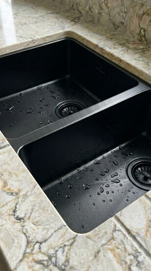 PREMIUM 1.5 Bowl Undermount Kitchen Sink Micro Texture Black - Left Hand