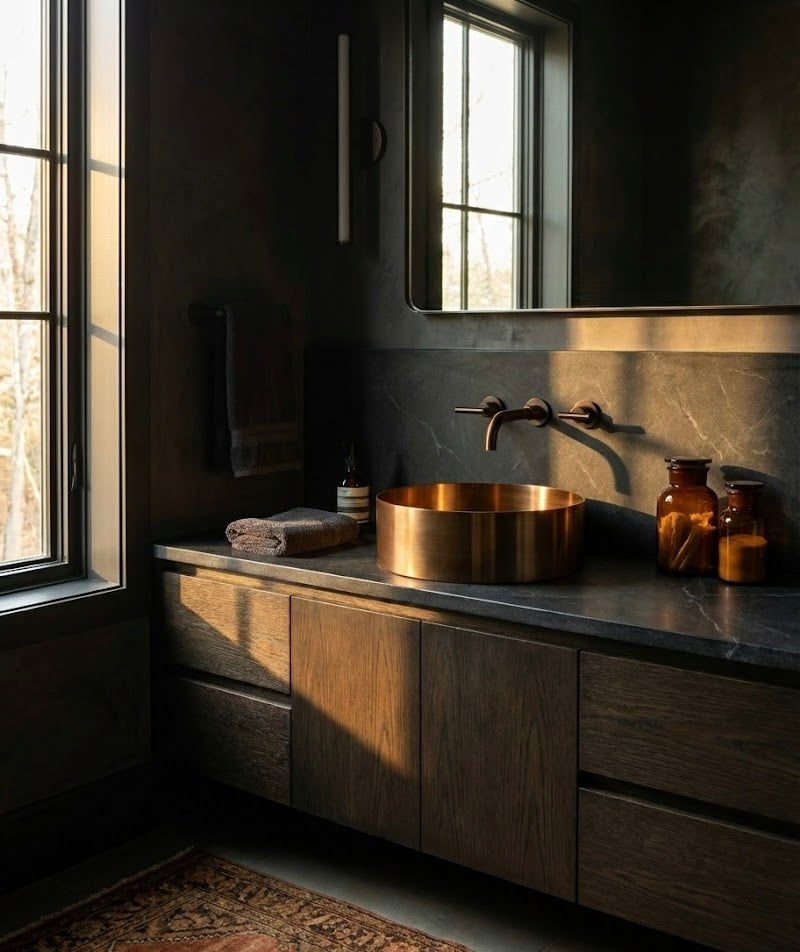 Brushed Copper Round Countertop Bathroom Basin