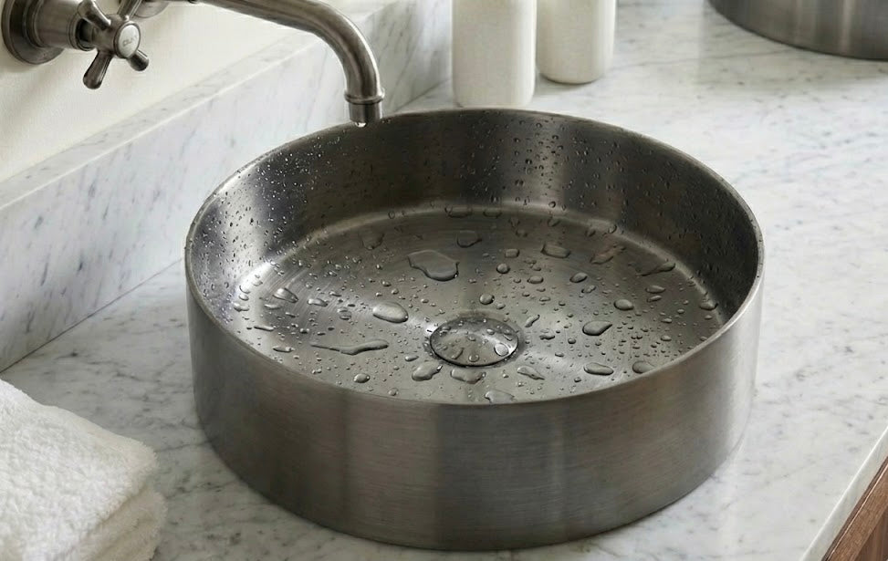Brushed Gunmetal Round Countertop Bathroom Basin