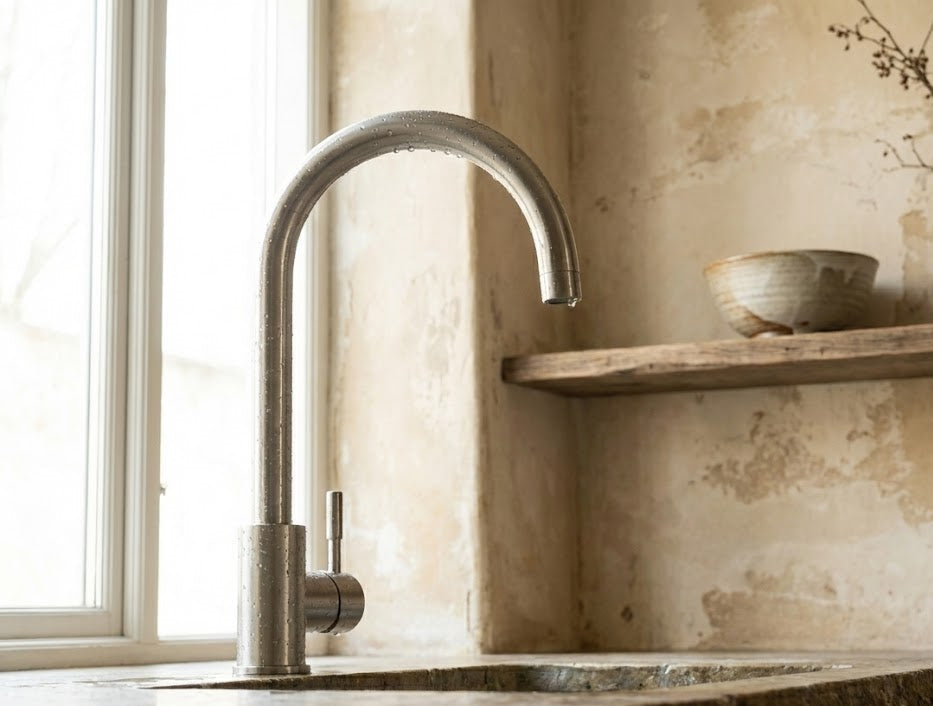 Stainless Steel Single Lever Swan Kitchen Mixer Tap