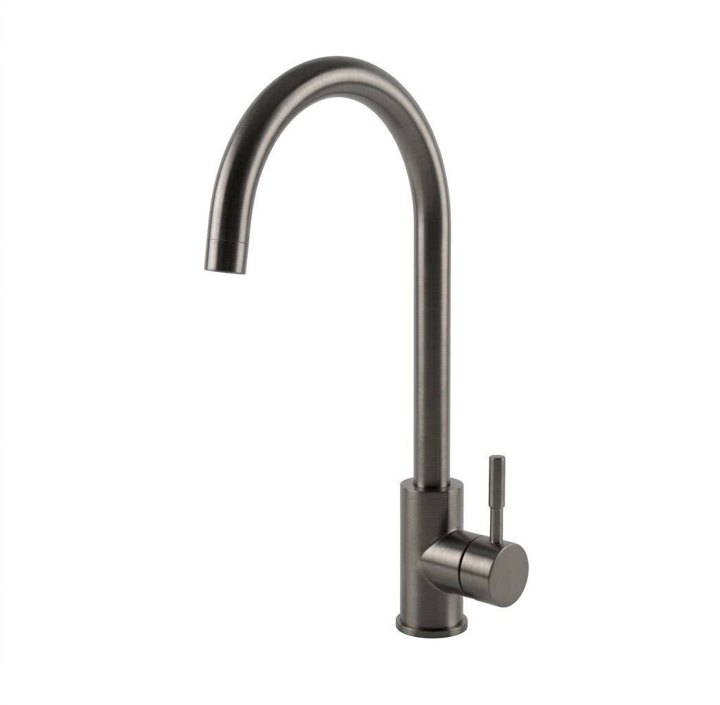 Gunmetal Black Single Lever Swan Kitchen Mixer Tap