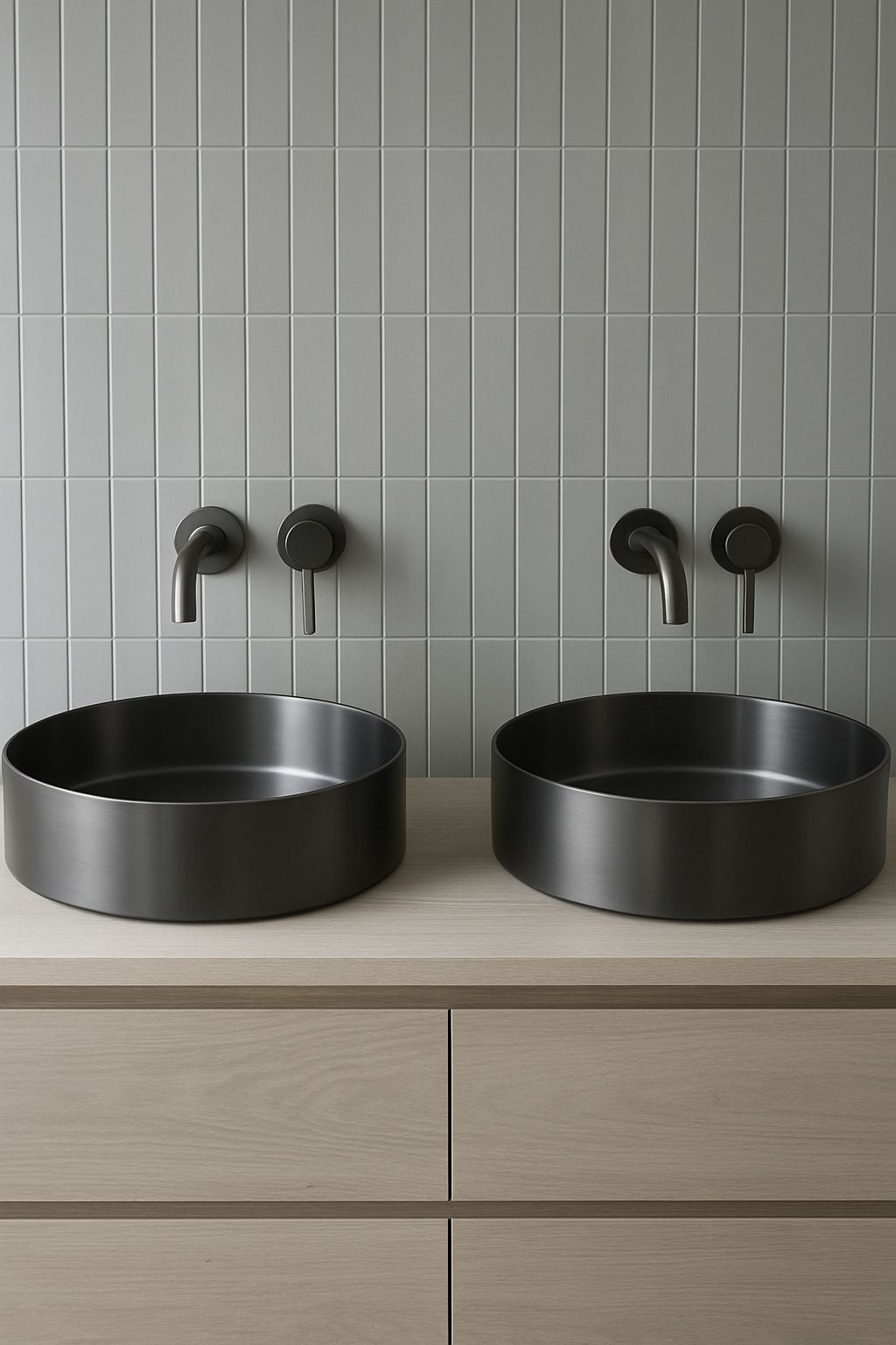 Brushed Gunmetal Round Countertop Bathroom Basin