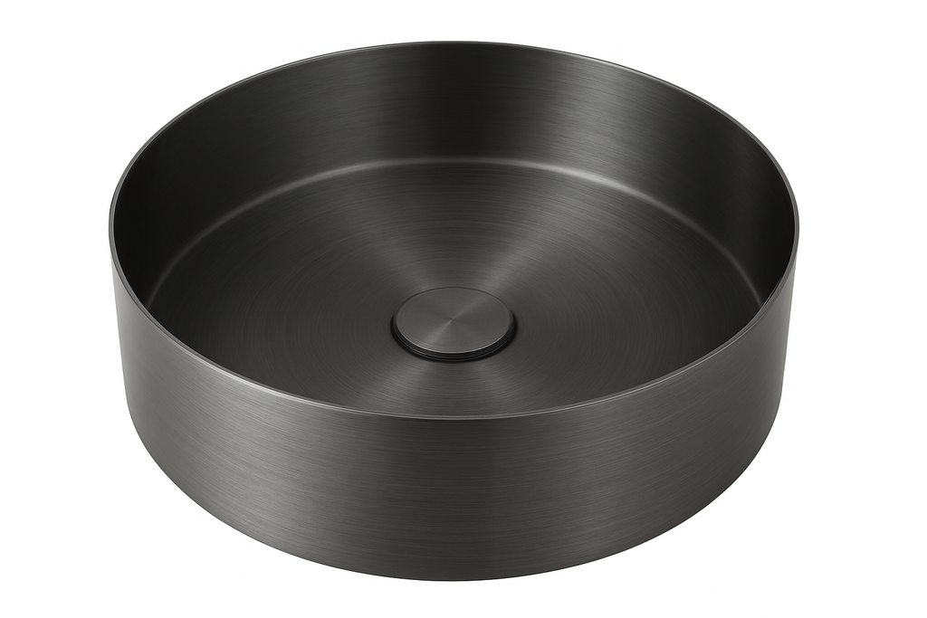 Brushed Gunmetal Round Countertop Bathroom Basin