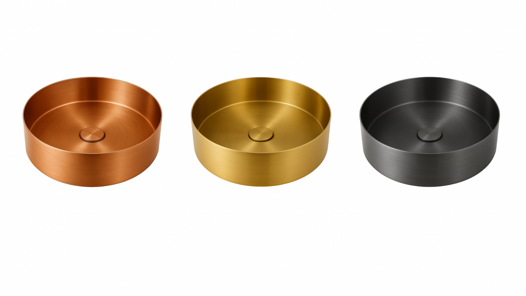 Brushed Brass Round Countertop Bathroom Basin