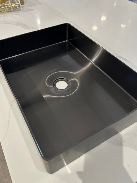 Rectangular Brushed Gunmetal Countertop Bathroom Basin - Contemporary Vessel Sink