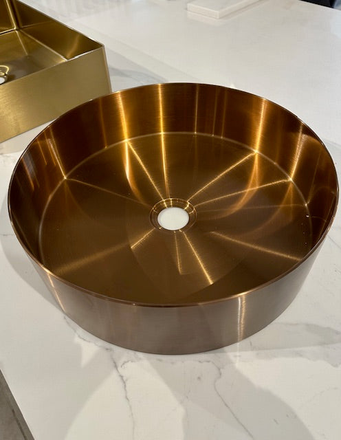 Brushed Copper Round Countertop Bathroom Basin