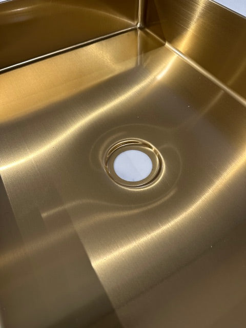 Rectangular Brushed Brass Countertop Bathroom Basin - Luxury Vessel Sink