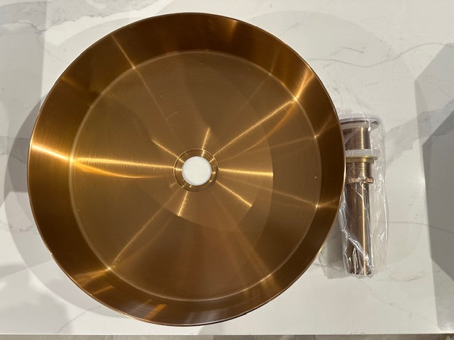 Brushed Copper Round Countertop Bathroom Basin