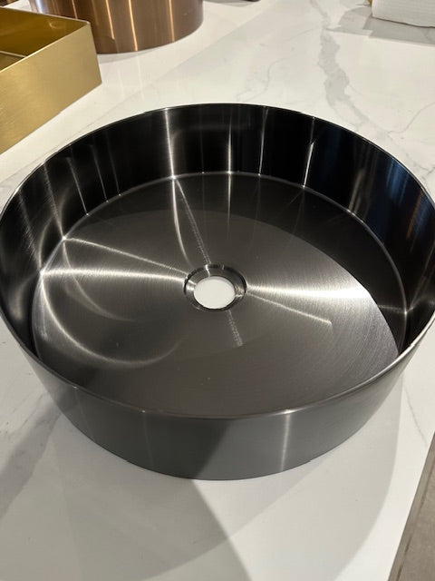 Brushed Gunmetal Round Countertop Bathroom Basin
