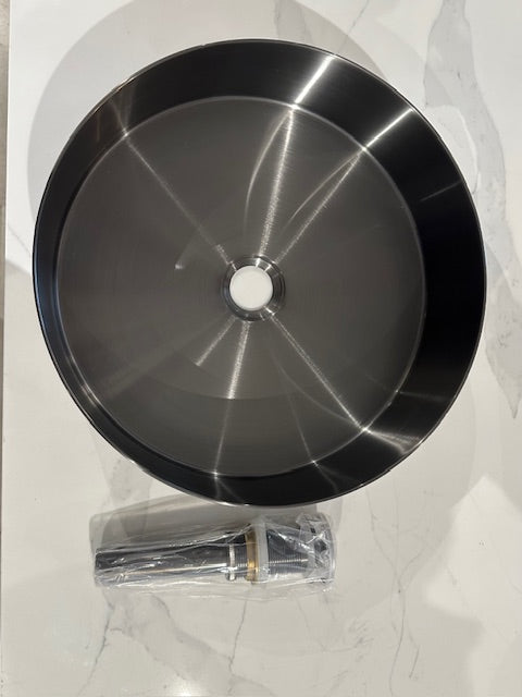 Brushed Gunmetal Round Countertop Bathroom Basin