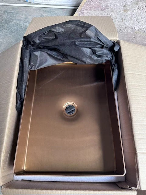 Rectangular Brushed Copper Countertop Bathroom Basin - Modern Vessel Sink