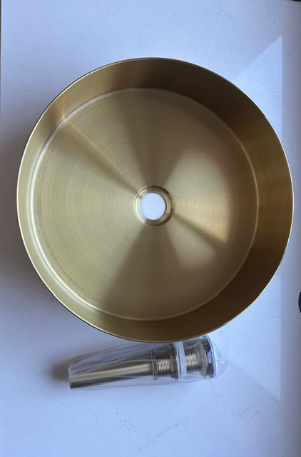 Brushed Brass Round Countertop Bathroom Basin